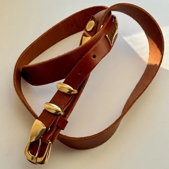 Women’s INIFINITY tan and gold leather belt size 36 - Picture 8 of 12